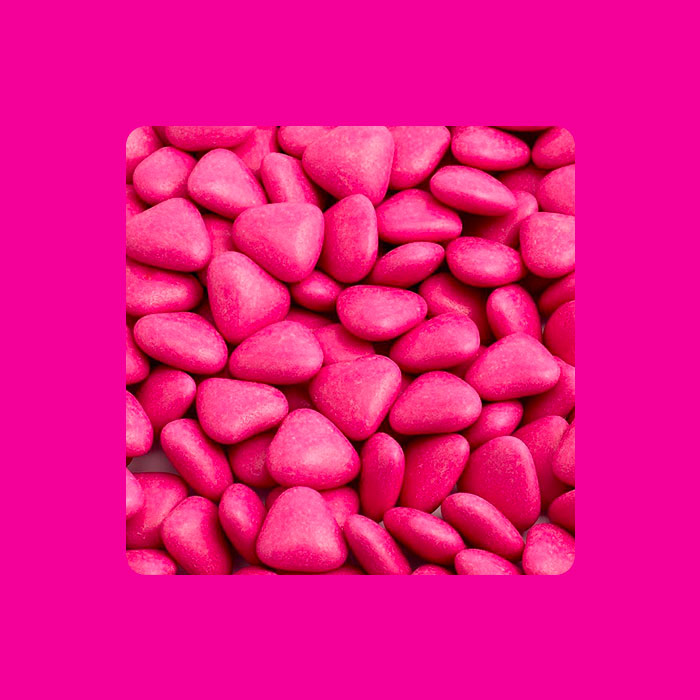 Dragée mini coeur chocolat fuchsia 1 kg
