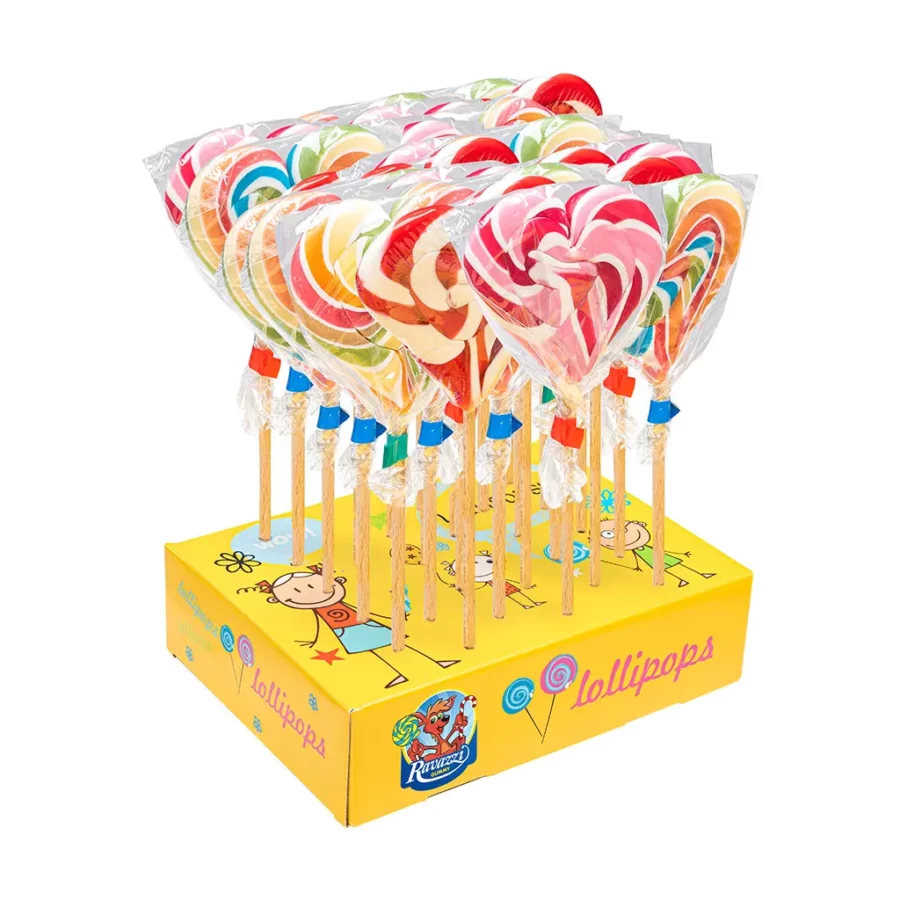 Sucette coeur 50g boîte de 24 pièces