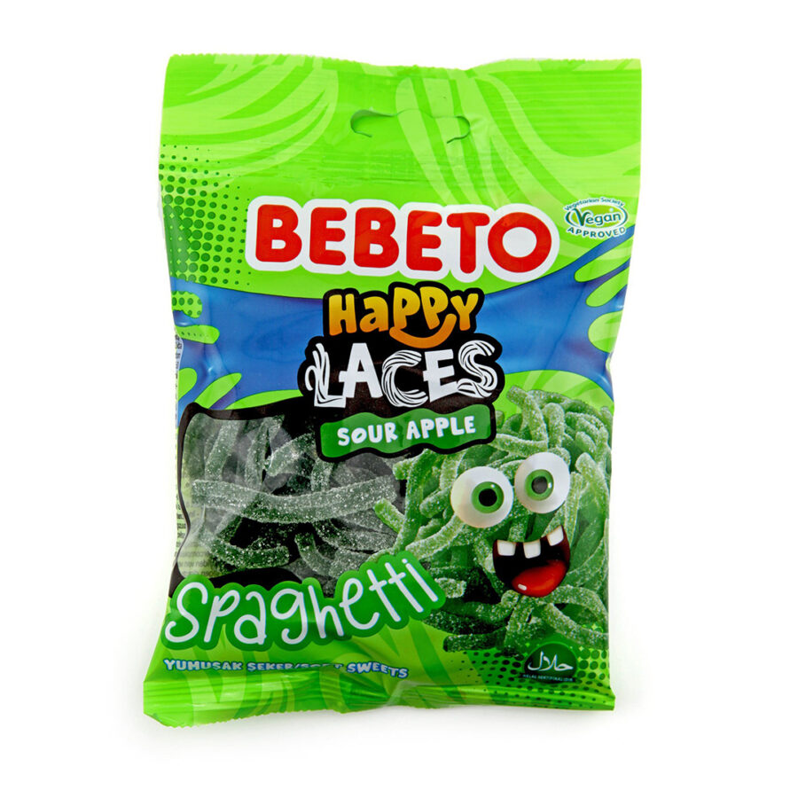 Sachet Bebeto 80 gr spaghetti pomme  acide halal par 12 sachets