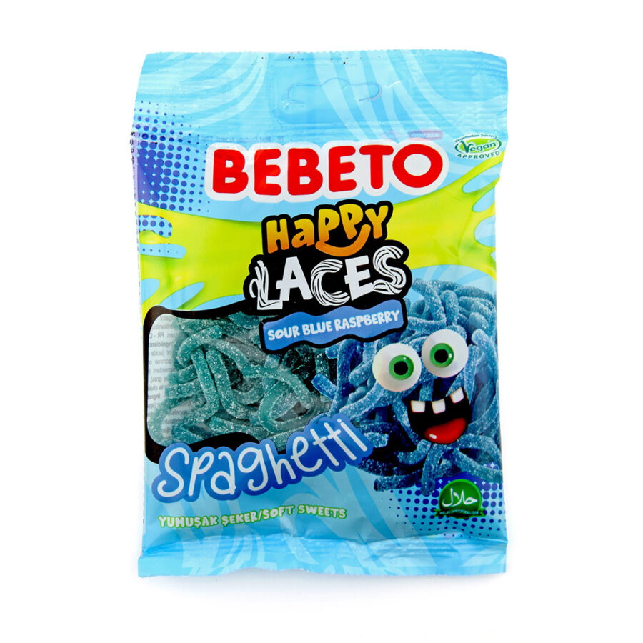 Sachet Bebeto 80 gr spaghetti framboise acide halal par 12 sachets